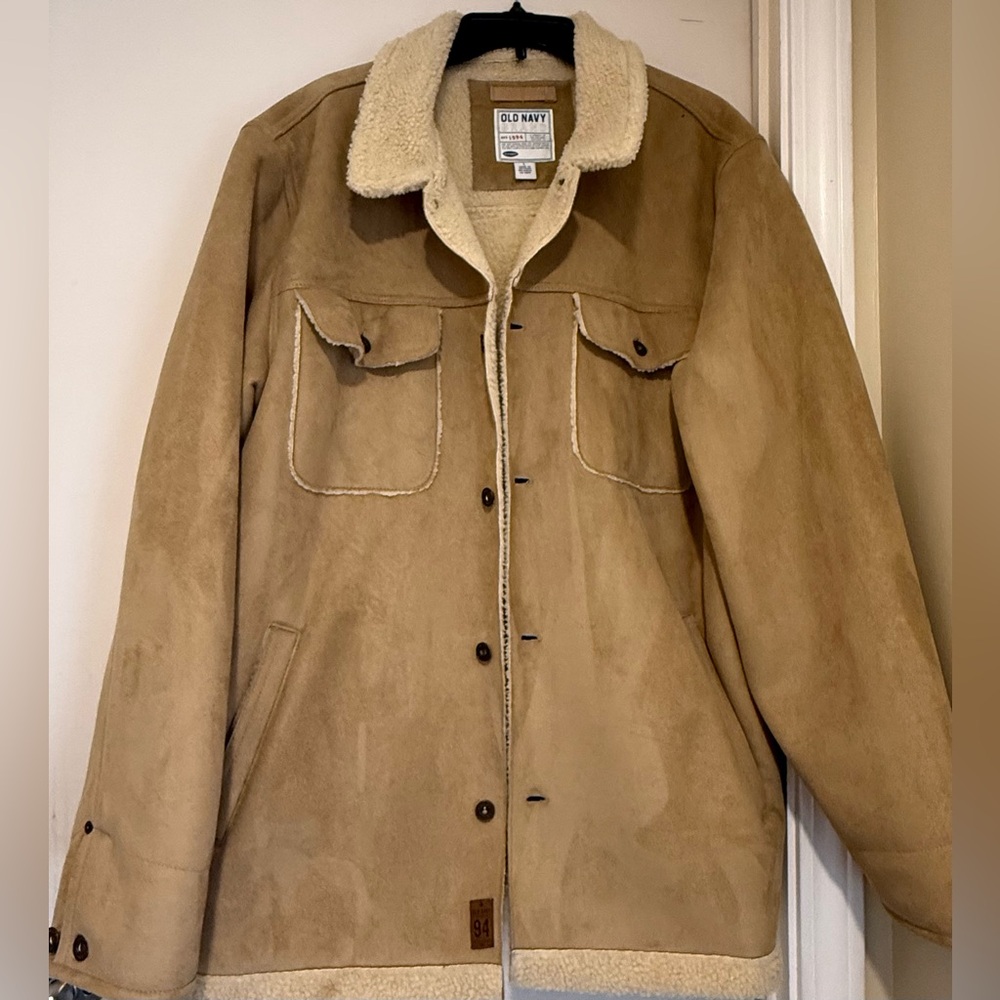 Old Navy Men’s Tan Sherpa-Trim Field vintage Jacket